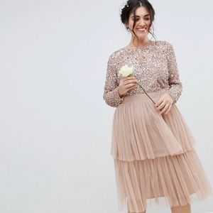 NWOT Maya Plus bridesmaid sequin top tulle skirt